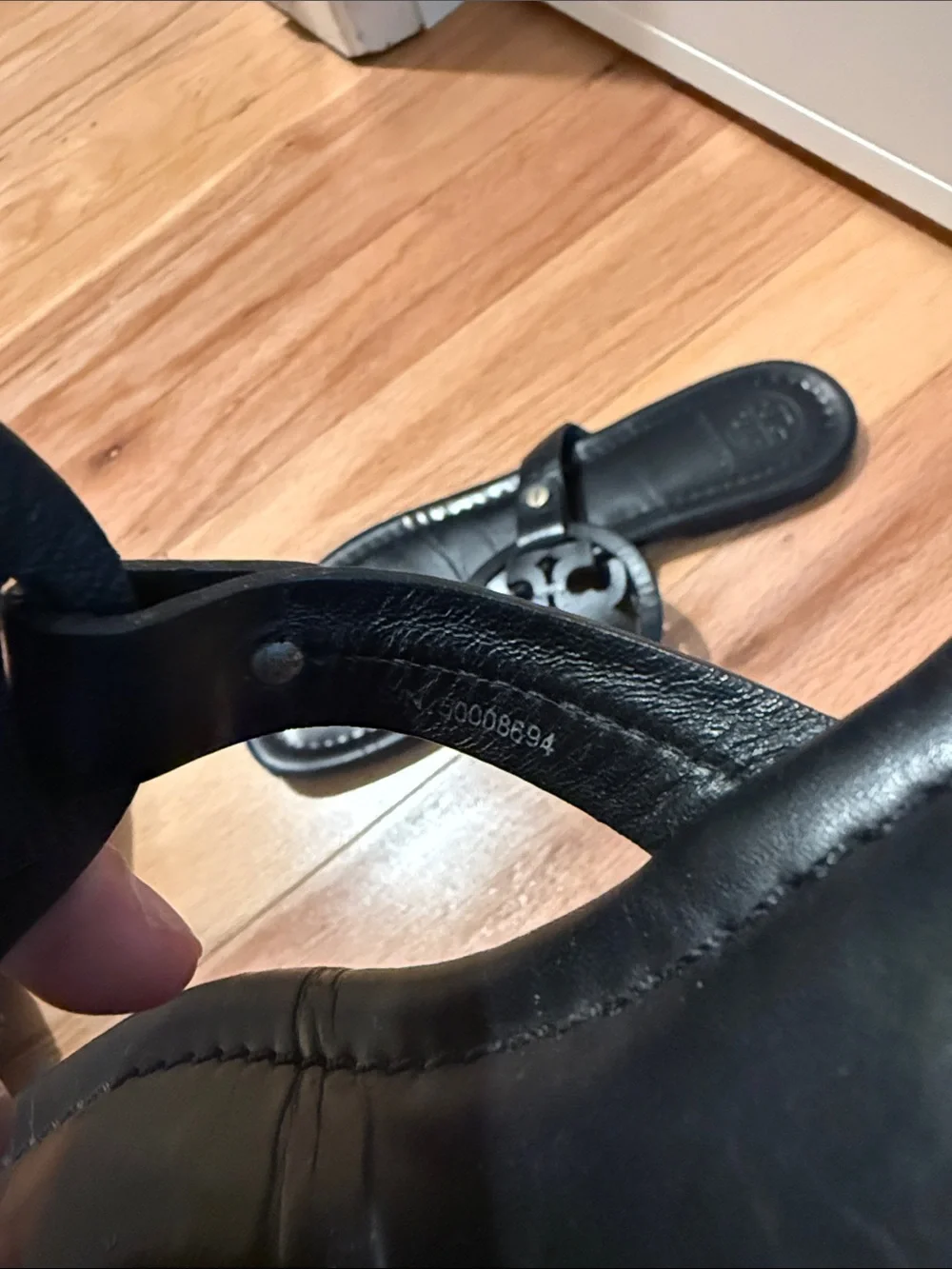Tory Burch Black Miller Leather Thong Sandals